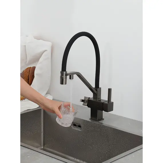 Смеситель для кухни гибкий излив с фильтром для воды Gappo G4395-69, изображение 11