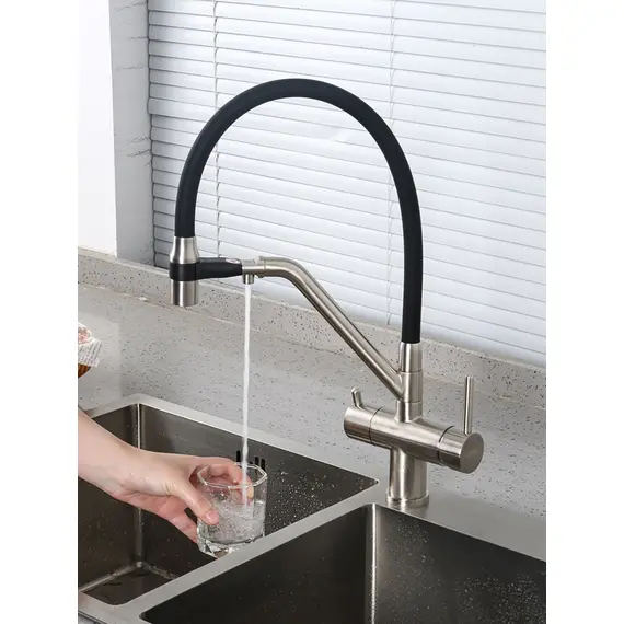 Смеситель для кухни гибкий излив с фильтром для воды Gappo G4398-85, изображение 12