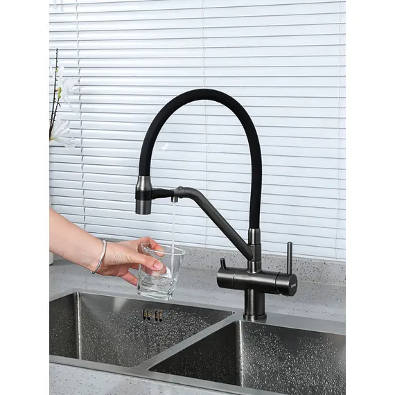 Смеситель для кухни гибкий излив с фильтром для воды Gappo G4398-89