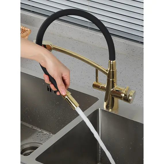 Смеситель для кухни гибкий излив с фильтром для воды Gappo G4398-13, изображение 4