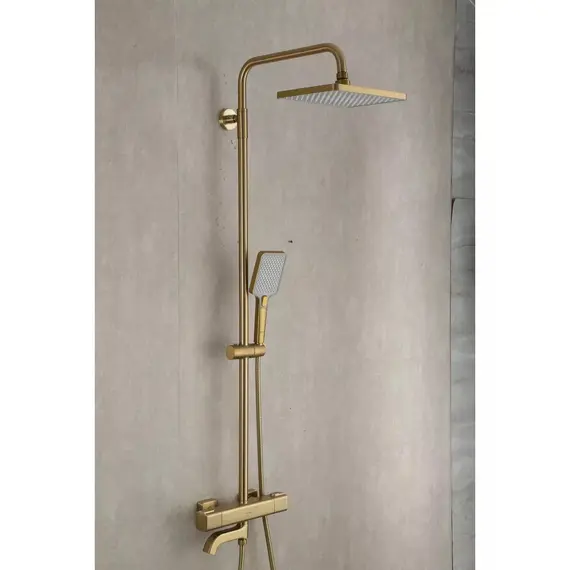 Душевая система с тропическим душем и термостатом Gappo G2491-3, Название цвета: Матовое золото Душевая система с тропическим душем и термостатом Gappo G2491-3, Название цвета: Матовое золото