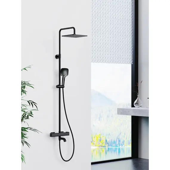 Душевая система с тропическим душем и термостатом Gappo G2491-6, Название цвета: Черный Душевая система с тропическим душем и термостатом Gappo G2491-6, Название цвета: Черный