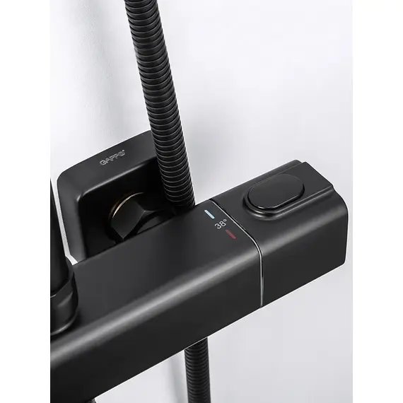 Душевая система с тропическим душем и термостатом Gappo G2491-6, Название цвета: Черный, изображение 6 Душевая система с тропическим душем и термостатом Gappo G2491-6, Название цвета: Черный, изображение 6