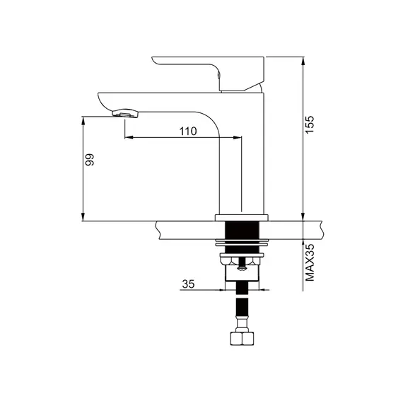 Смеситель для раковины умывальника в ванну / ванную Gappo G1048-3, изображение 14