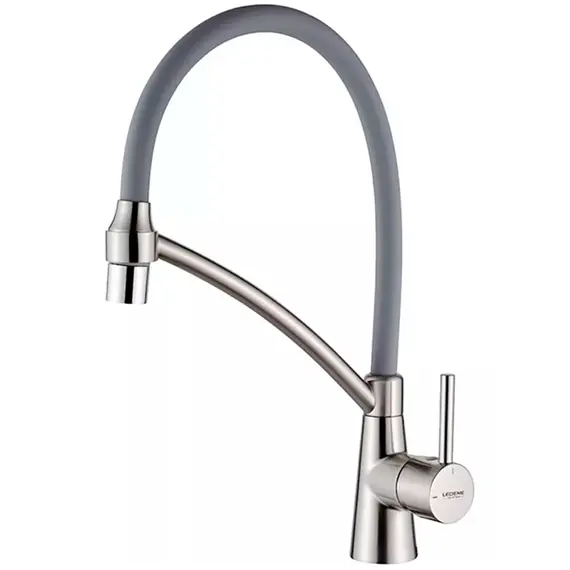 Смеситель для кухни с гибким изливом с душем Ledeme L4399A-9 серый/суперсталь, изображение 4