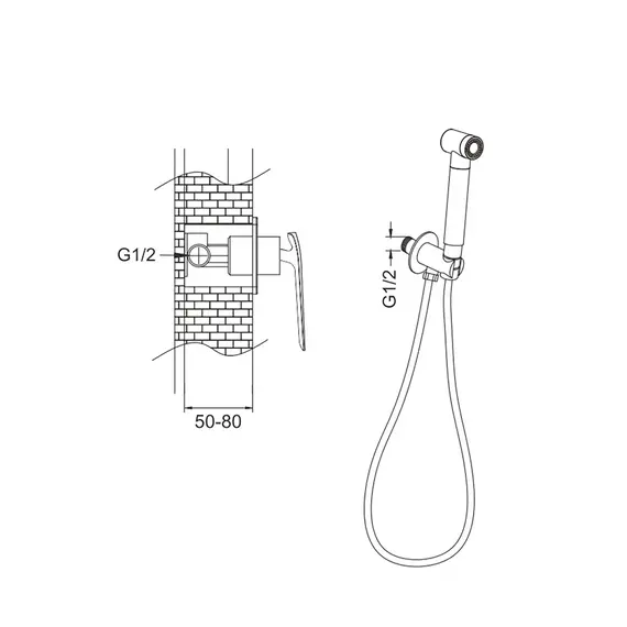 Встроенный гигиенический душ со смесителем для биде Rose R1305F, изображение 2