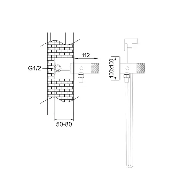 Встроенный гигиенический душ со смесителем для биде Rose R225H, изображение 2