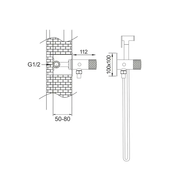 Встроенный гигиенический душ со смесителем для биде Rose R225, изображение 2