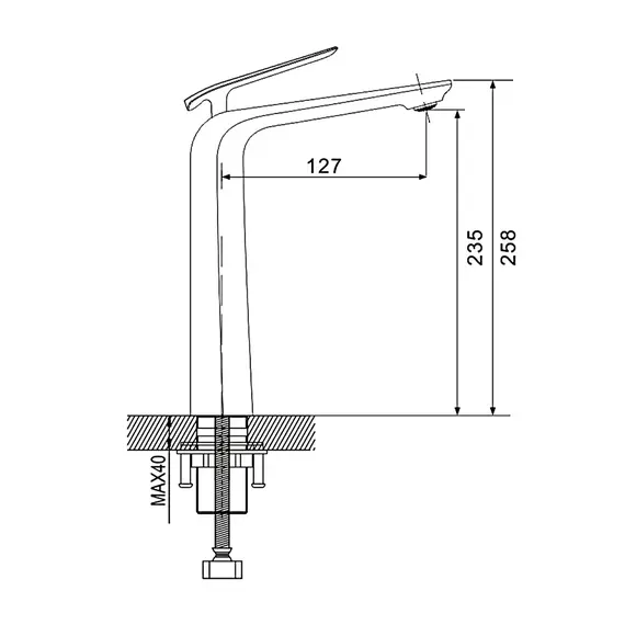 Высокий смеситель для накладной раковины в ванну Rose R1311, изображение 2