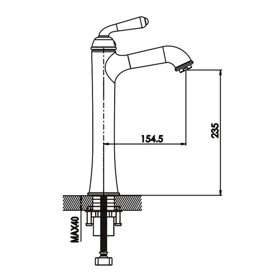 Высокий смеситель для накладной раковины в ванну Rose R0211E, изображение 2