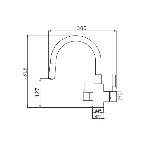 Смеситель для кухни с гибким изливом и фильтром Shevanik S568B, изображение 2