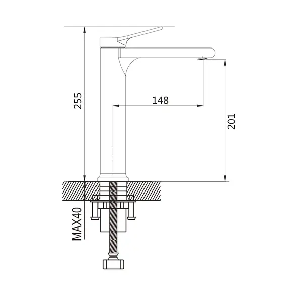 Высокий смеситель для накладной раковины в ванну Shevanik S8311H, изображение 2