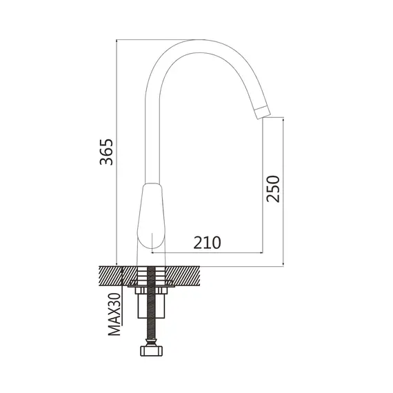 Высокий однорычажный смеситель для кухни на мойку Shevanik S5053F, изображение 2