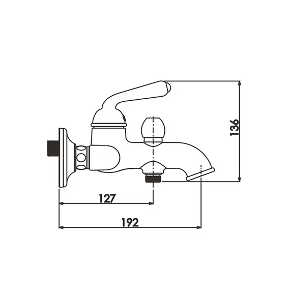 Смеситель для ванны с коротким изливом и душем Rose R0202H, изображение 2