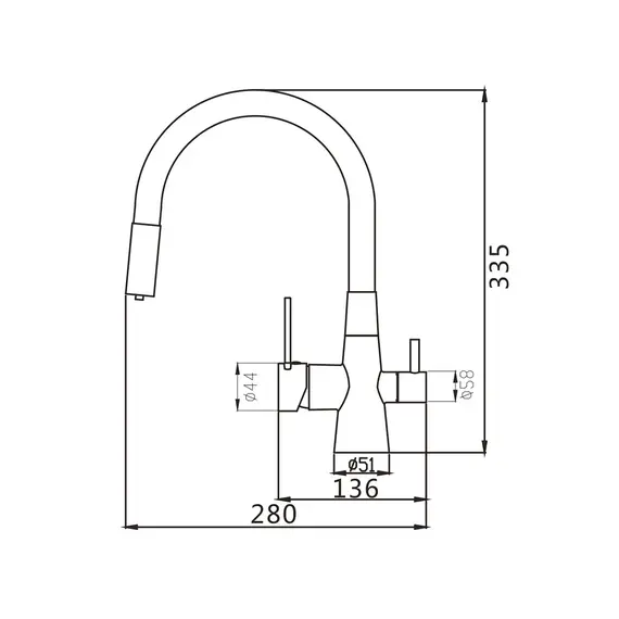 Смеситель для кухни с гибким изливом и фильтром Shevanik S668H, изображение 2