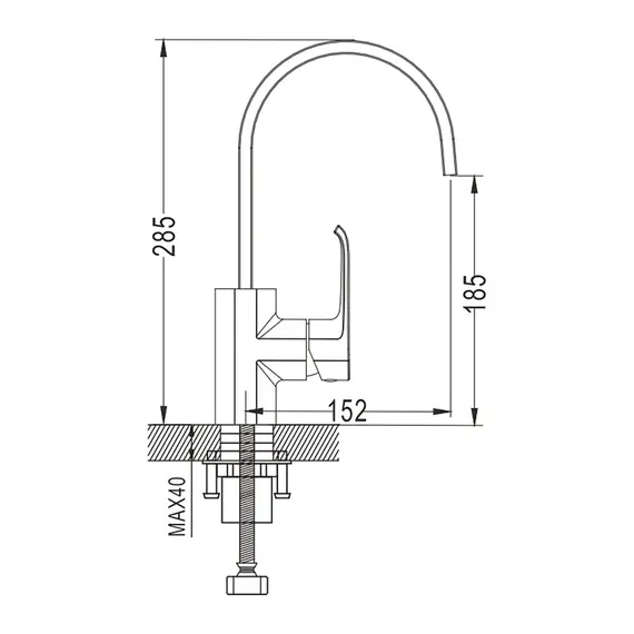Высокий однорычажный смеситель для кухни на мойку Rose R1713, изображение 3