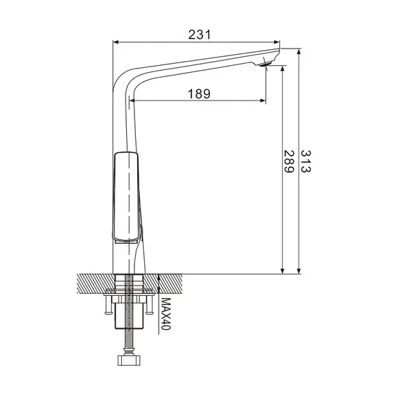 Высокий однорычажный смеситель для кухни на мойку Rose R1313, изображение 3