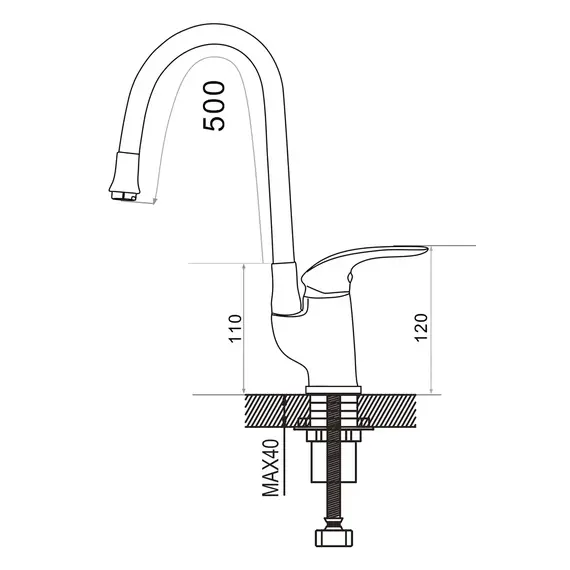 Смеситель для кухни с гибким изливом шлангом Shevanik S5543-3, изображение 3