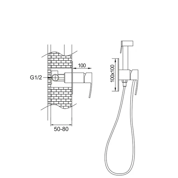 Встроенный гигиенический душ со смесителем для биде Rose R1505F, изображение 3