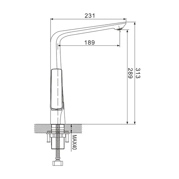 Высокий однорычажный смеситель для кухни на мойку Rose R1313H, изображение 3