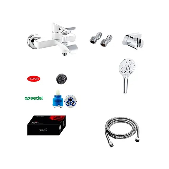 Смеситель для ванны с коротким изливом и душем Rose R2102F, изображение 4