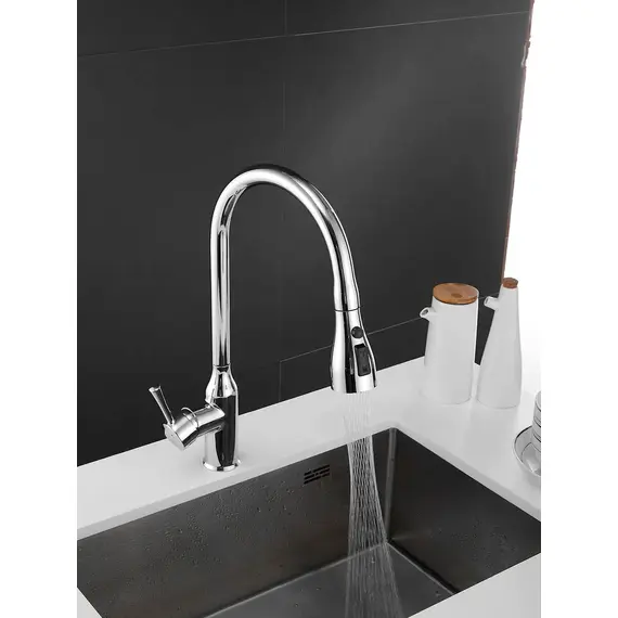 Однорычажный смеситель для кухни с выдвижной лейкой Shevanik S163, изображение 10