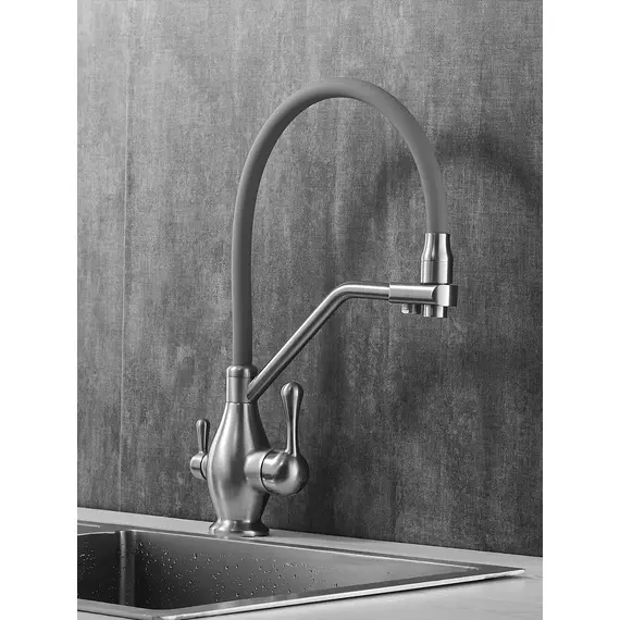 Смеситель для кухни с гибким изливом и фильтром Rose R858L, изображение 10