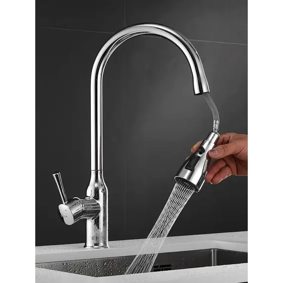 Однорычажный смеситель для кухни с выдвижной лейкой Shevanik S163, изображение 12