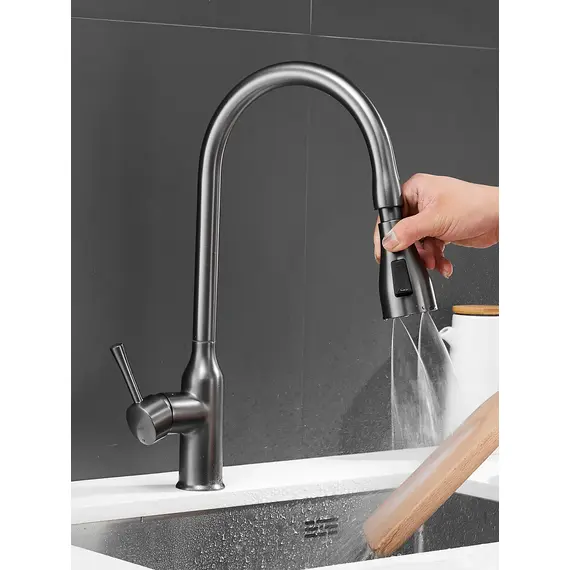 Однорычажный смеситель для кухни с выдвижной лейкой Shevanik S163T, изображение 12