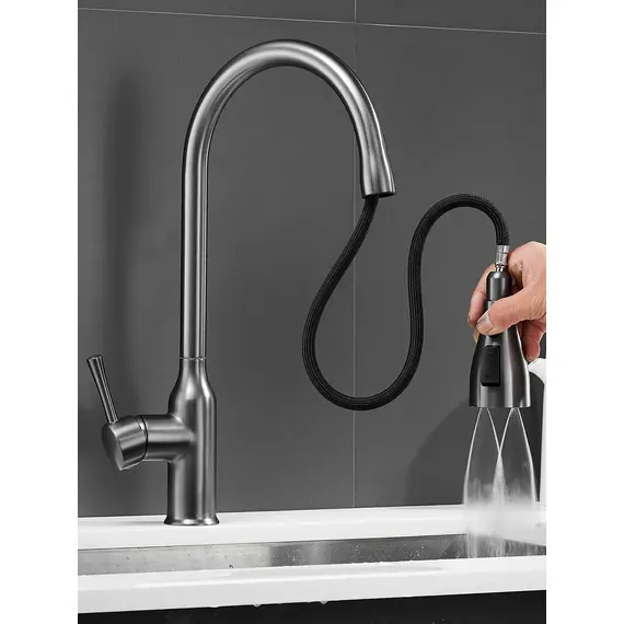 Однорычажный смеситель для кухни с выдвижной лейкой Shevanik S163T, изображение 13