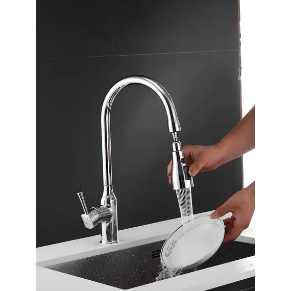 Однорычажный смеситель для кухни с выдвижной лейкой Shevanik S163, изображение 14