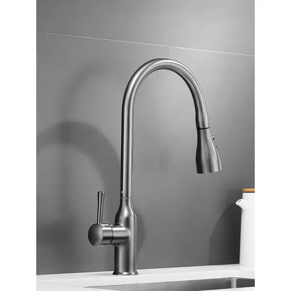 Однорычажный смеситель для кухни с выдвижной лейкой Shevanik S163T, изображение 15