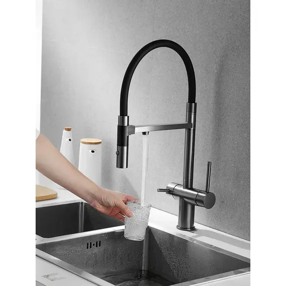 Смеситель для кухни с гибким изливом и фильтром Rose R958T, изображение 16