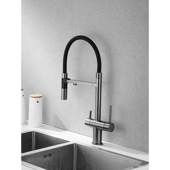 Смеситель для кухни с гибким изливом и фильтром Rose R958T, изображение 17