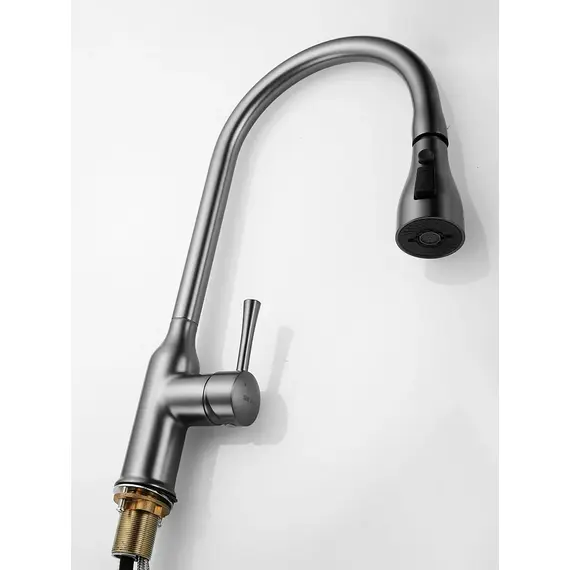 Однорычажный смеситель для кухни с выдвижной лейкой Shevanik S163T, изображение 17