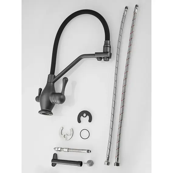 Смеситель для кухни с гибким изливом и фильтром Rose R858Y, изображение 17