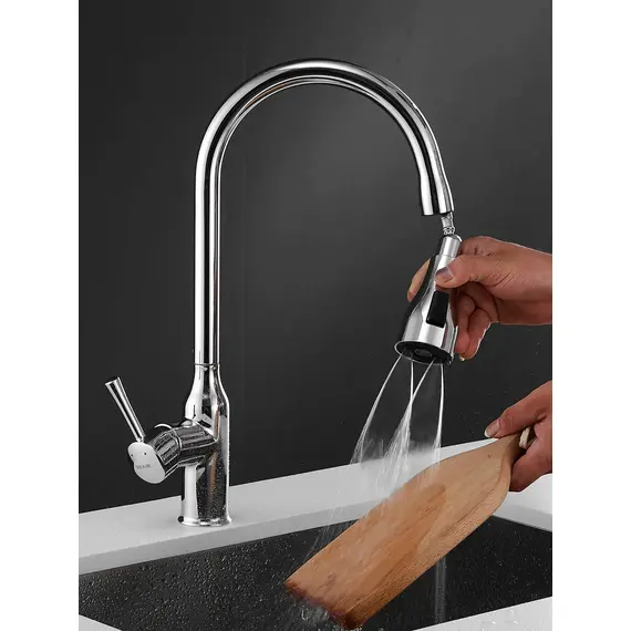 Однорычажный смеситель для кухни с выдвижной лейкой Shevanik S163, изображение 17