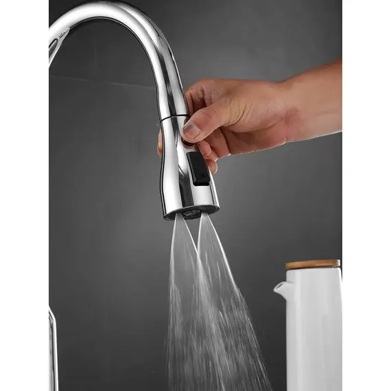 Однорычажный смеситель для кухни с выдвижной лейкой Shevanik S163, изображение 18