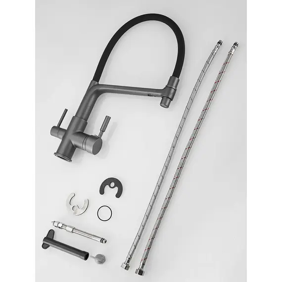 Смеситель для кухни с гибким изливом и фильтром Rose R658Y, изображение 18