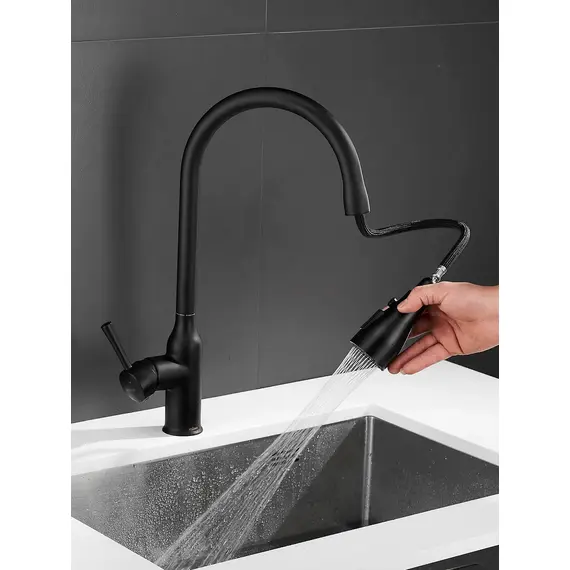 Однорычажный смеситель для кухни с выдвижной лейкой Shevanik S163H, изображение 19