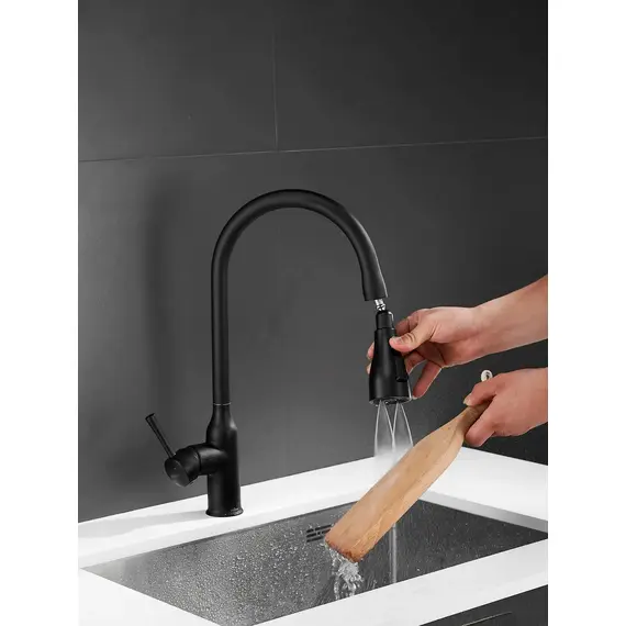 Однорычажный смеситель для кухни с выдвижной лейкой Shevanik S163H, изображение 20