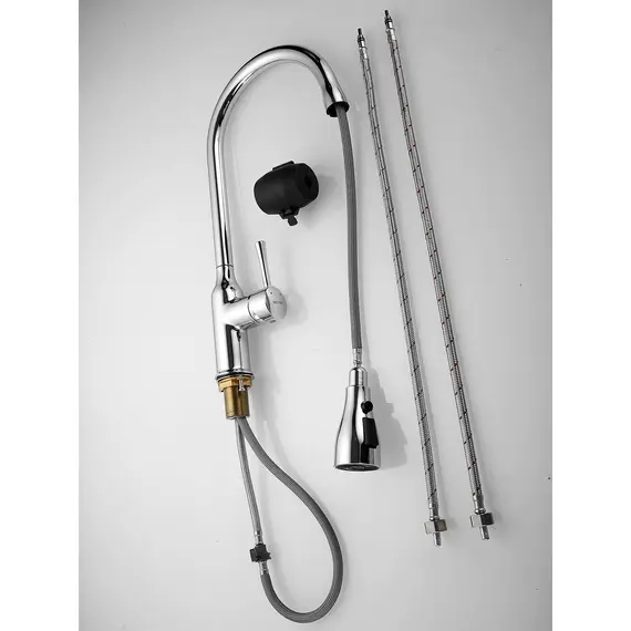 Однорычажный смеситель для кухни с выдвижной лейкой Shevanik S163, изображение 28