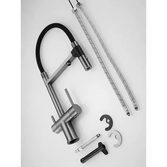 Смеситель для кухни с гибким изливом и фильтром Rose R958T, изображение 28