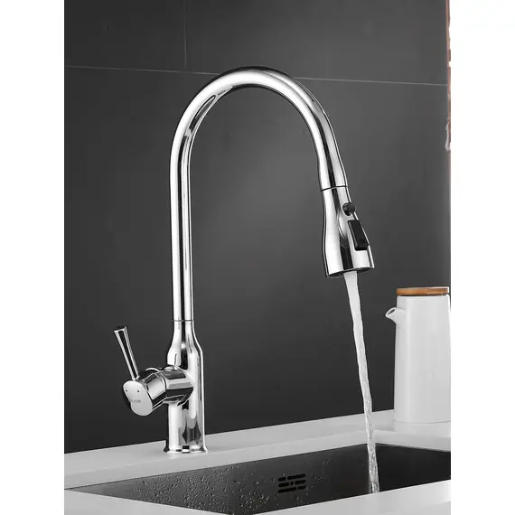 Однорычажный смеситель для кухни с выдвижной лейкой Shevanik S163, изображение 2