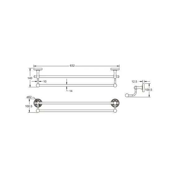 Прямой полотенцедержатель Rose RG1027Q, изображение 2
