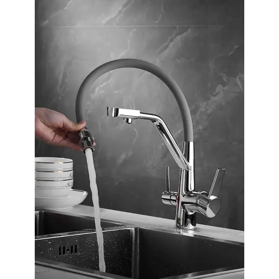 Смеситель для кухни с гибким изливом и фильтром Rose R558, изображение 2