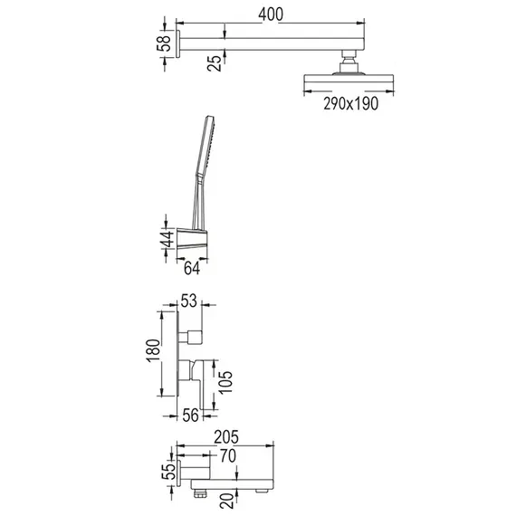 Душевая система скрытого монтажа комплект с душем Rose R2835H, изображение 30
