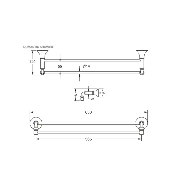 Прямой полотенцедержатель Rose RG1227, изображение 3