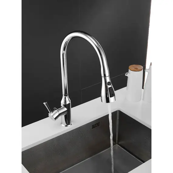 Однорычажный смеситель для кухни с выдвижной лейкой Shevanik S163, изображение 3