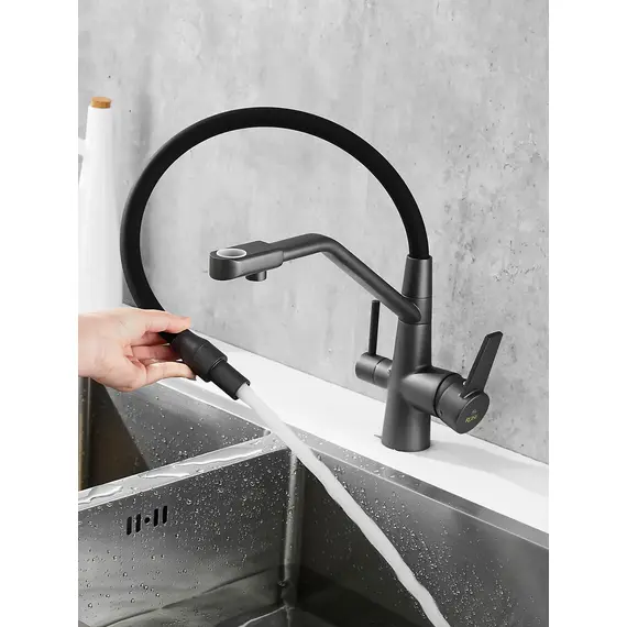 Смеситель для кухни с гибким изливом и фильтром Rose R558Y, изображение 3